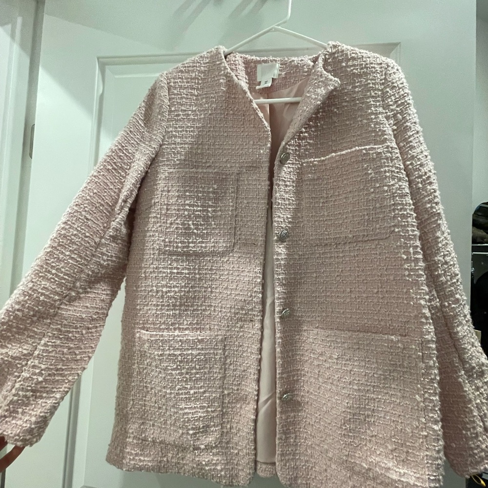 H&M Light Pink Textured Blazer
